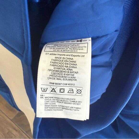 Adidas Embellished Arts Bomber Jacket Women's XS Blue Snap Embroidered - Picture 3 of 4